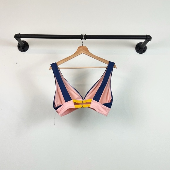 NWT Beach Betty Colorblock Bikini Top Navy Pink - Picture 4 of 6